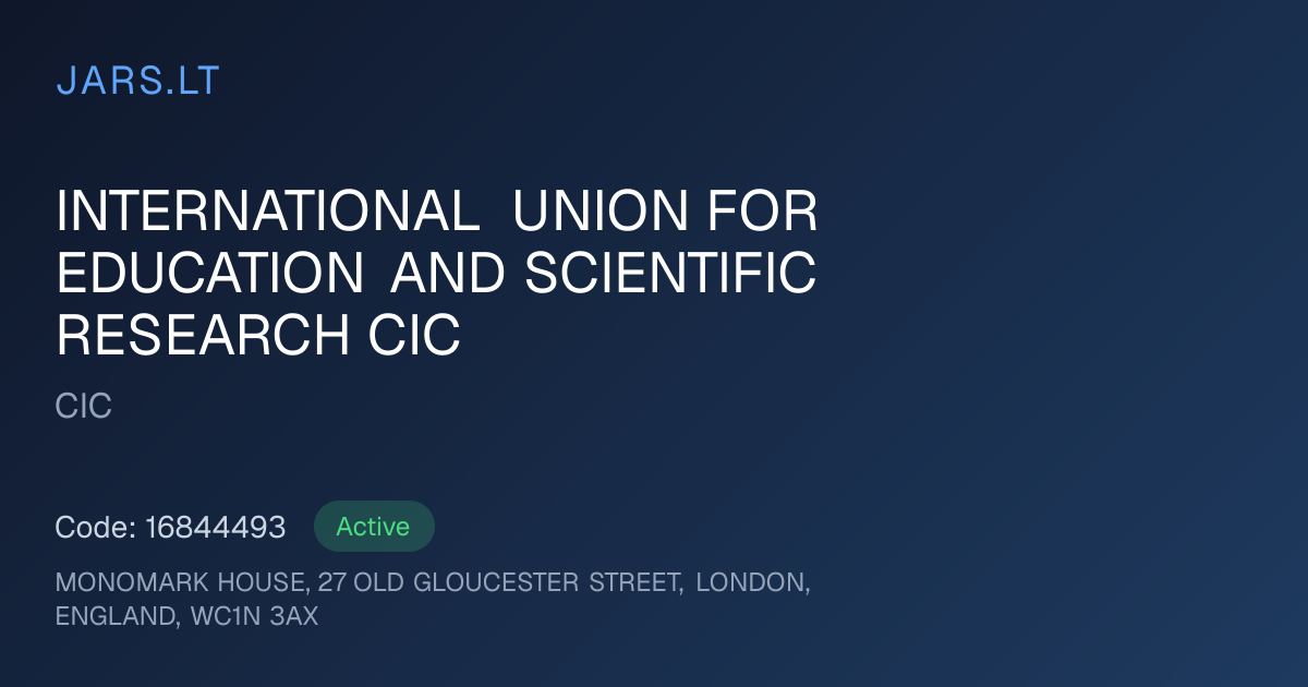INTERNATIONAL UNION FOR EDUCATION AND SCIENTIFIC RESEARCH CIC ...